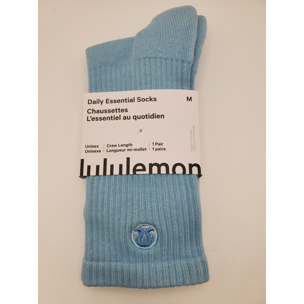 Lululemon Unisex Daily Essential Crew Socks - Size Medium - Blue NWT